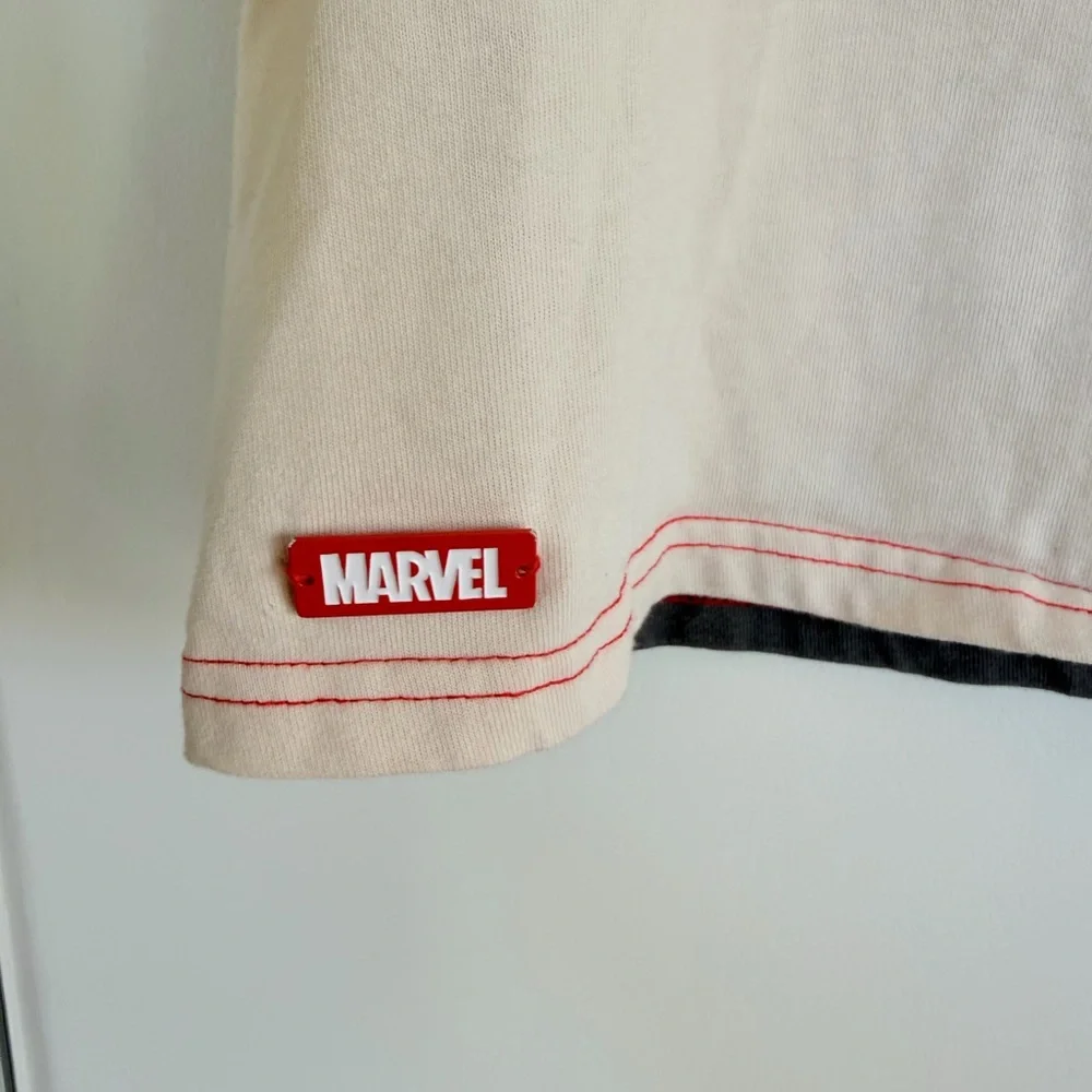 Marvel Logo Sleeveless Tank Top Colorblock Red/Gray Unisex Style Size XL